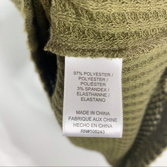 NEW BOBEAU Bobeau Waffle Knit Thermal Pocket Tunic Size XS 3/4 Sleeve Dark Olive - Picture 7 of 8